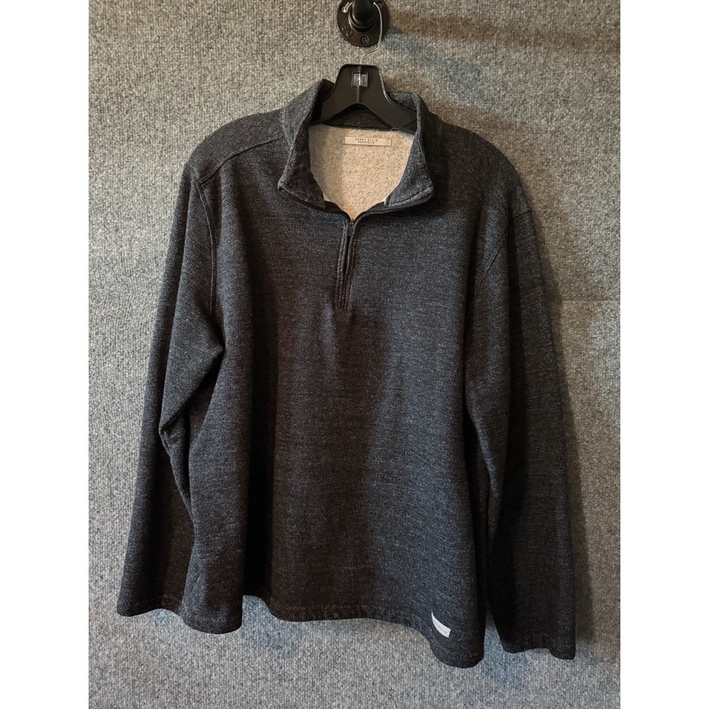 Perry Ellis Sweatshirt Mens‎ 1/4 Zip Black Pullover G78